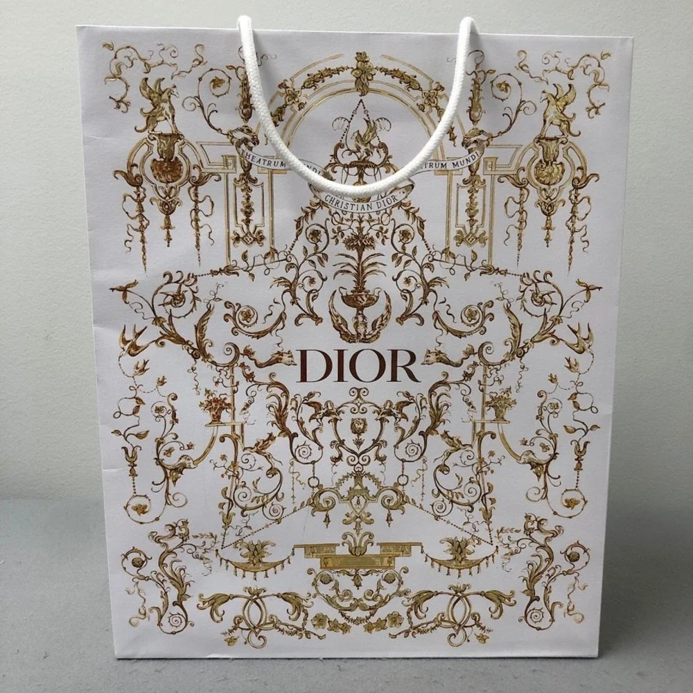 Dior Shopping Bag White Gold Ornate Theatrum Mundi Star Charm Large 17x14x6.5